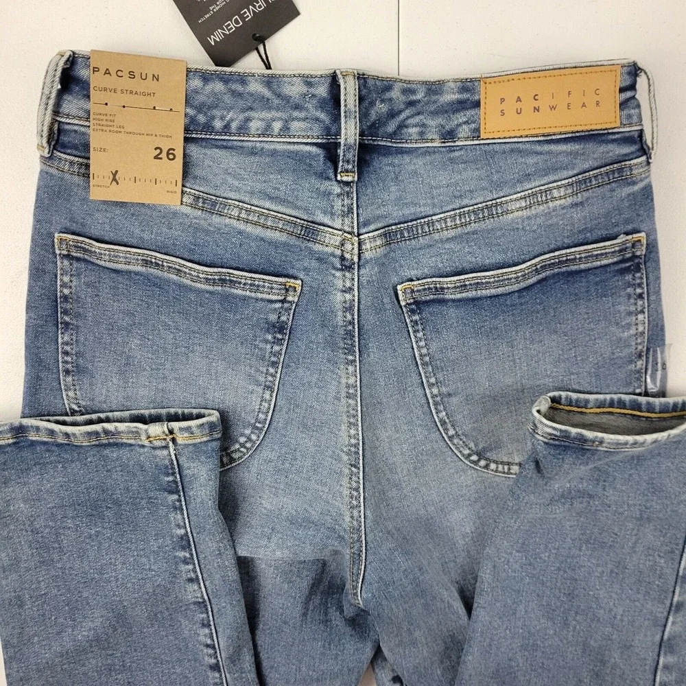 NWT Pacsun curve straight jeans size 26 wonmens 1851 blue denim 26x27‎